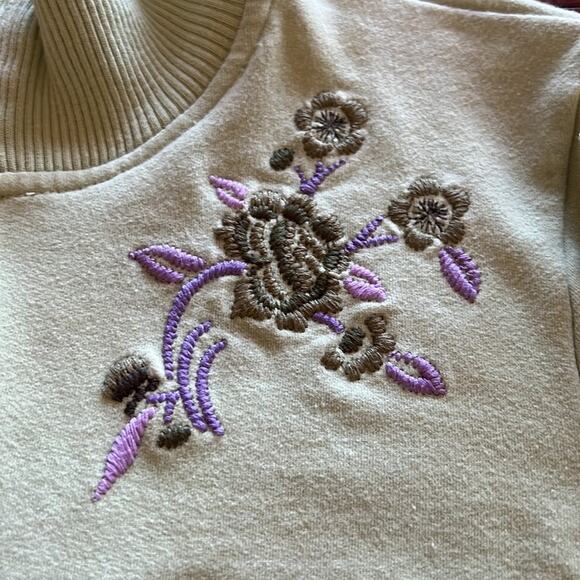 Prospirit Green Knit Jacket with Embroidered Flower Woman Size Medium Athletic - Picture 10 of 13